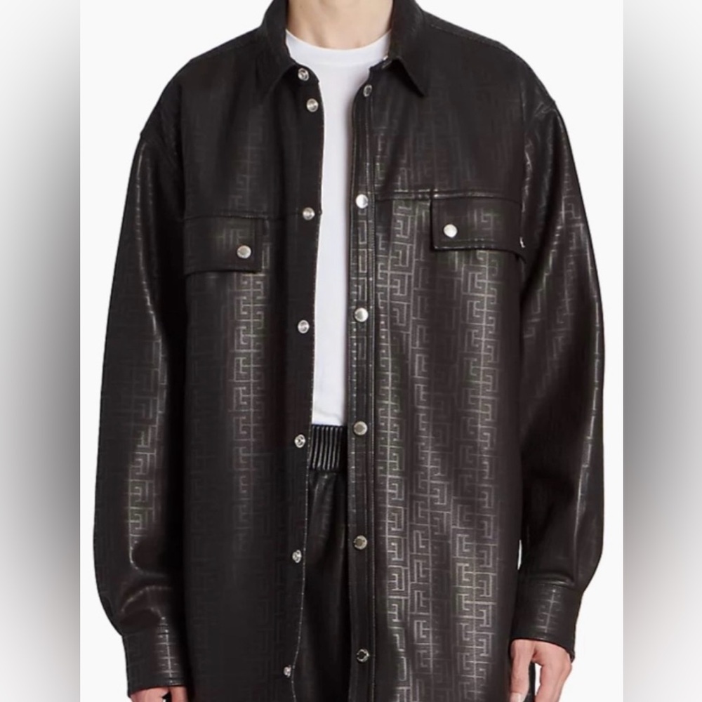 Balmain Monogram Leather Jacket Size 44